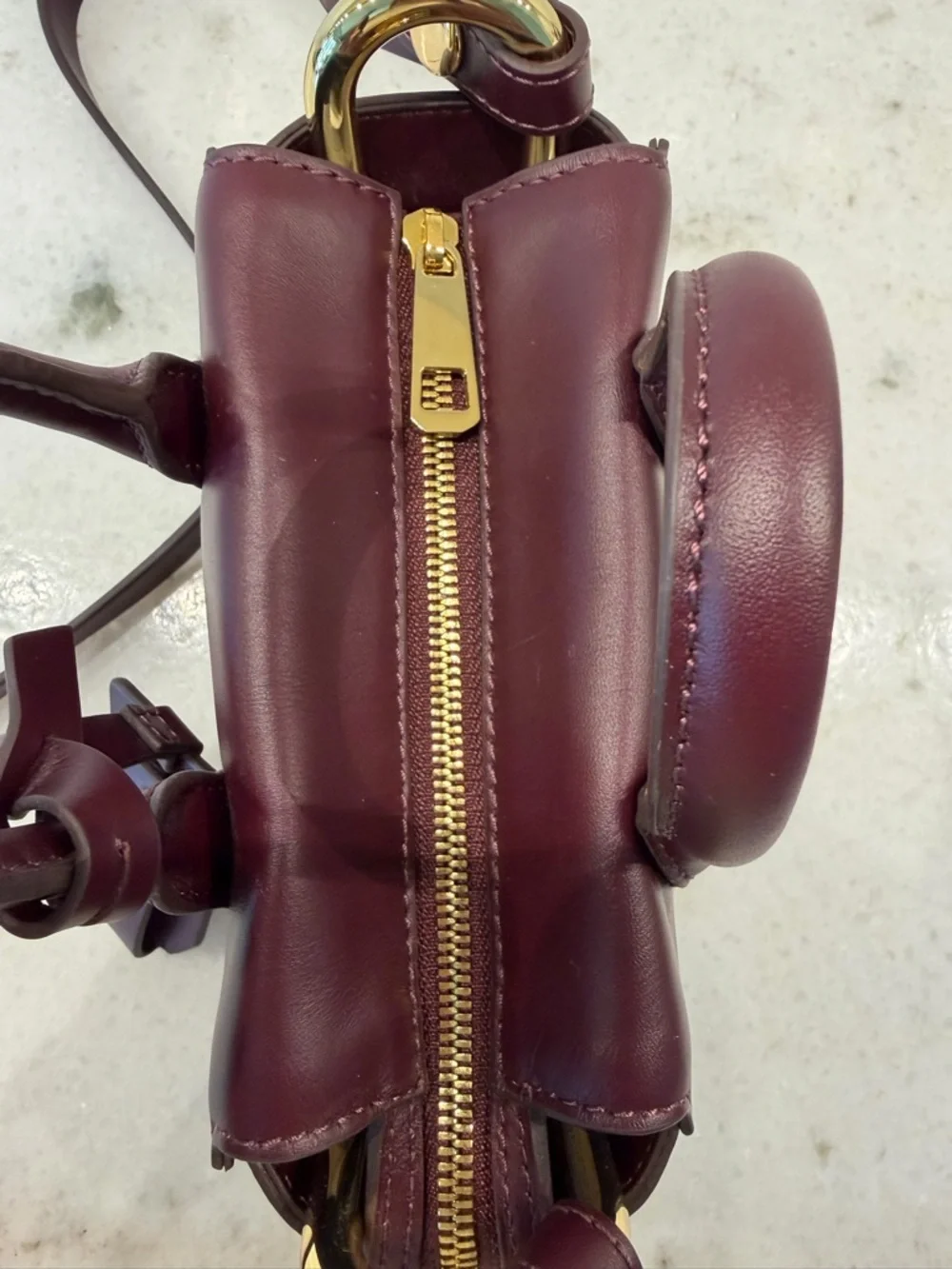 J. Crew Burgundy Leather Top-Handle Satchel with Detachable Strap
